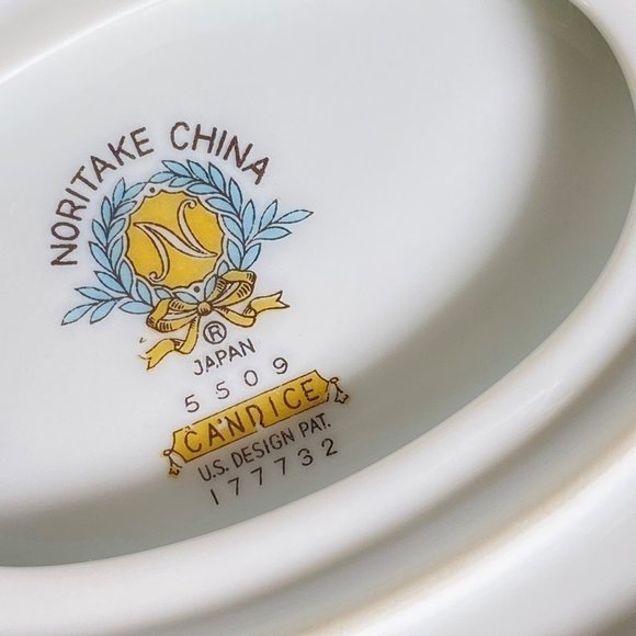 Noritake Porcelain Gravy Boat with Attached Underplate Candice Pattern Japan - Picture 7 of 11